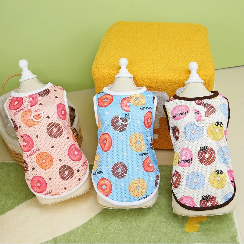 

Donut Pet Vest Summer Mesh Breathable Dog Clothes Schnauzer Two Legs Clothing Teddy Pullover Pet Anti-mosquito T-shirt