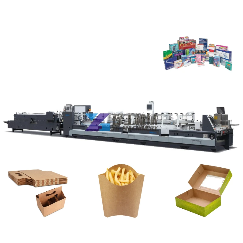 Automatic Folder Gluer Manufacturers Crash Lock Bottom 4&6 Corner Box Folding Gluing Machine