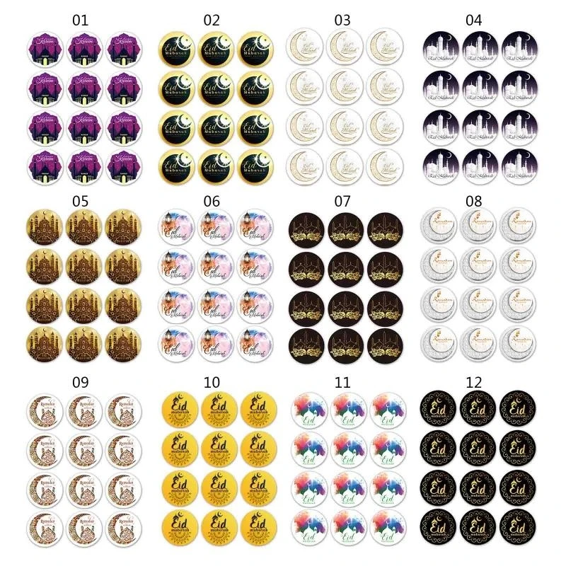 아이드 무바라크 스티커 30mm 장식 라마단 카림 레이블 선물 랩 태그 120pc