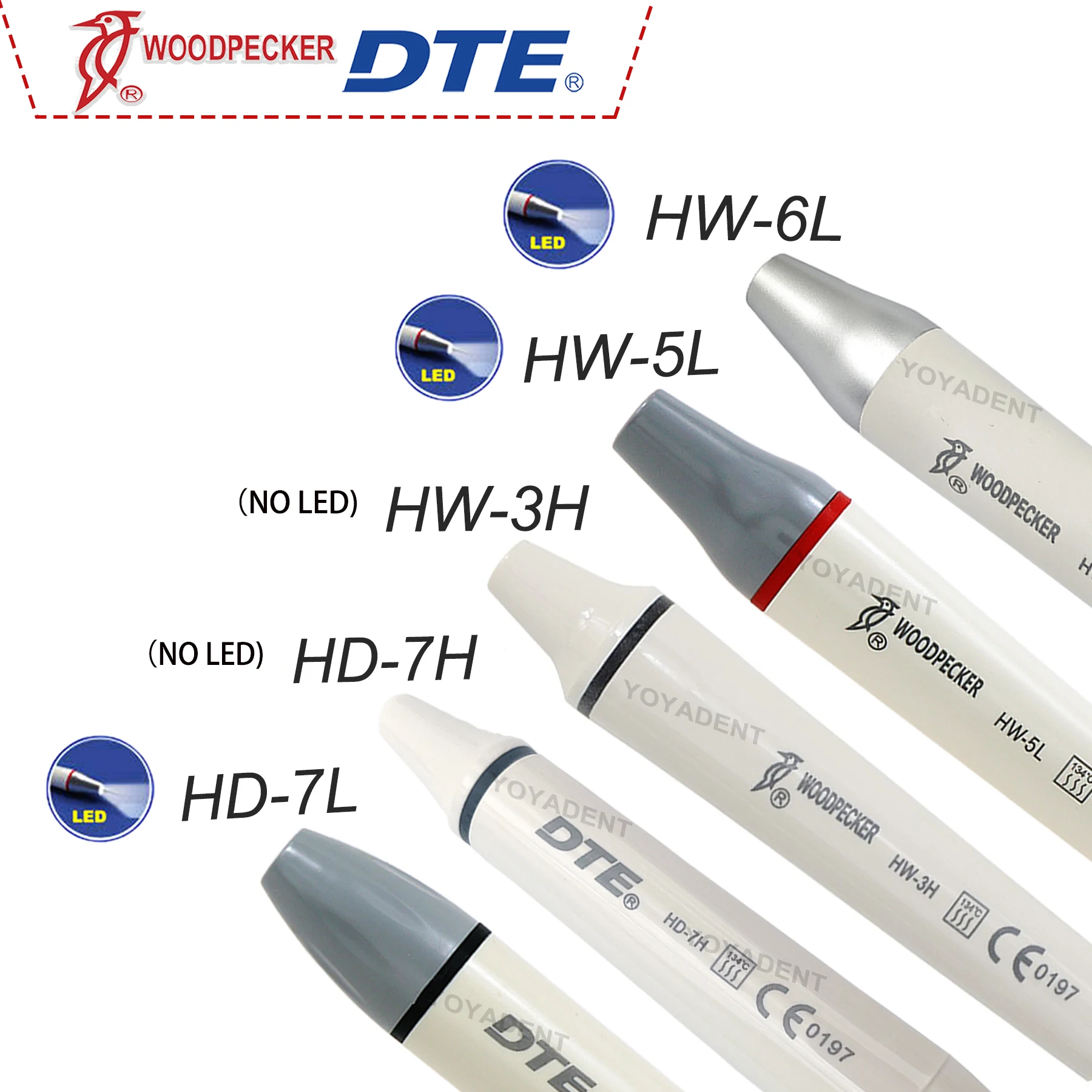 

Woodpecker DTE Dental Ultrasonic Scaler Handpiece HW-6L HW-5L HD-7L HD-7H HW-3H with LED Light Fit EMS NSK SATELEC ACTEON