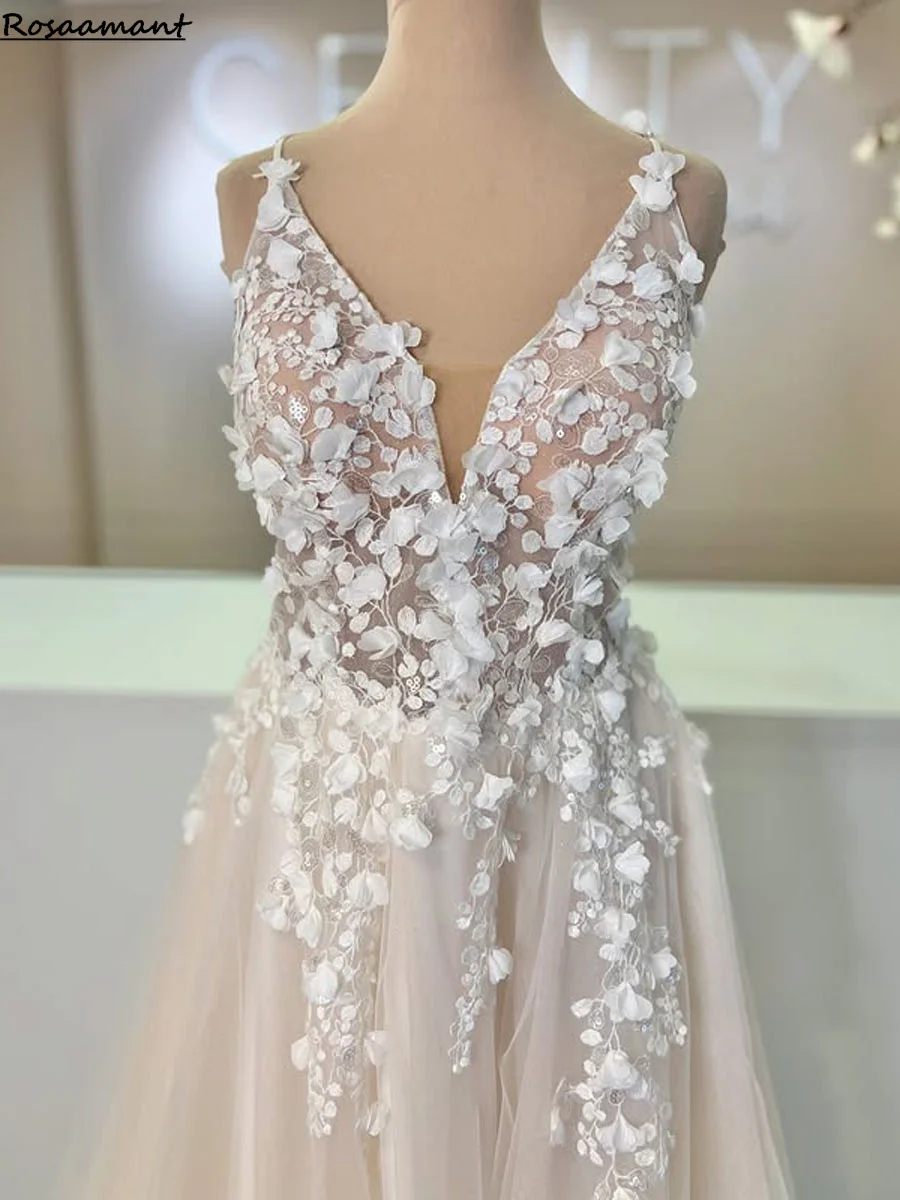 列車,ボールガウン,チュール,タンクスリーブ,白い花嫁のためのロマンチックなレースのウェディングドレス