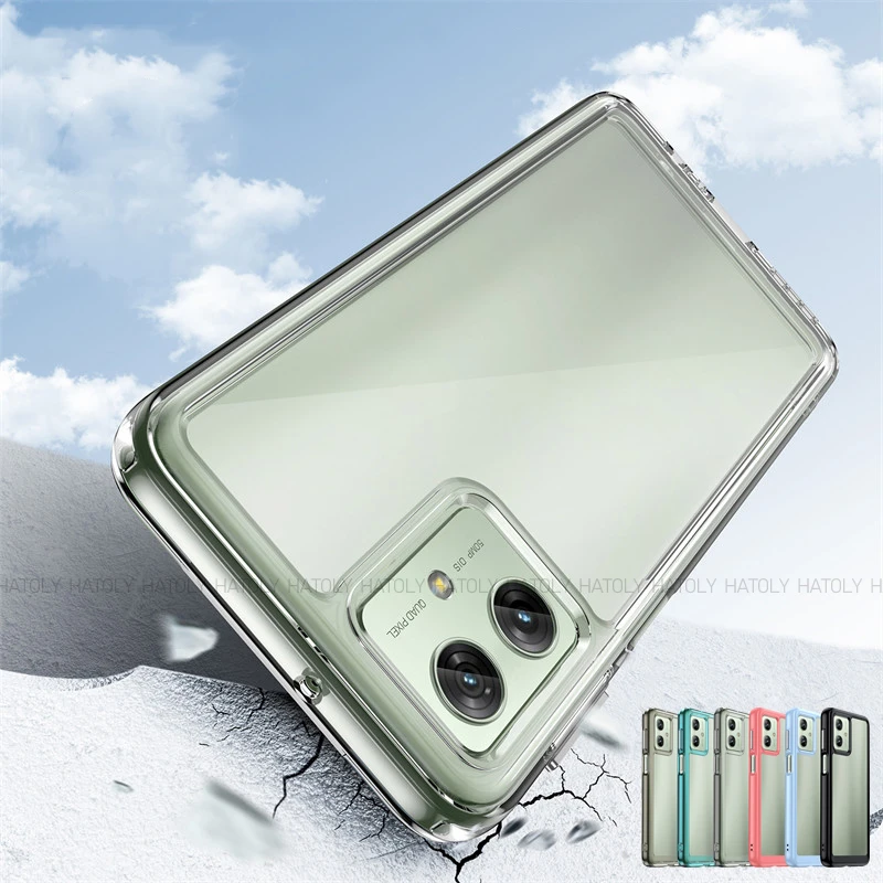 For Motorola Moto G54 Case Motorola Moto G84 G54 G14 Cover Luxury Clear PC Case Shockproof Silicone Protective Phone Back Cover