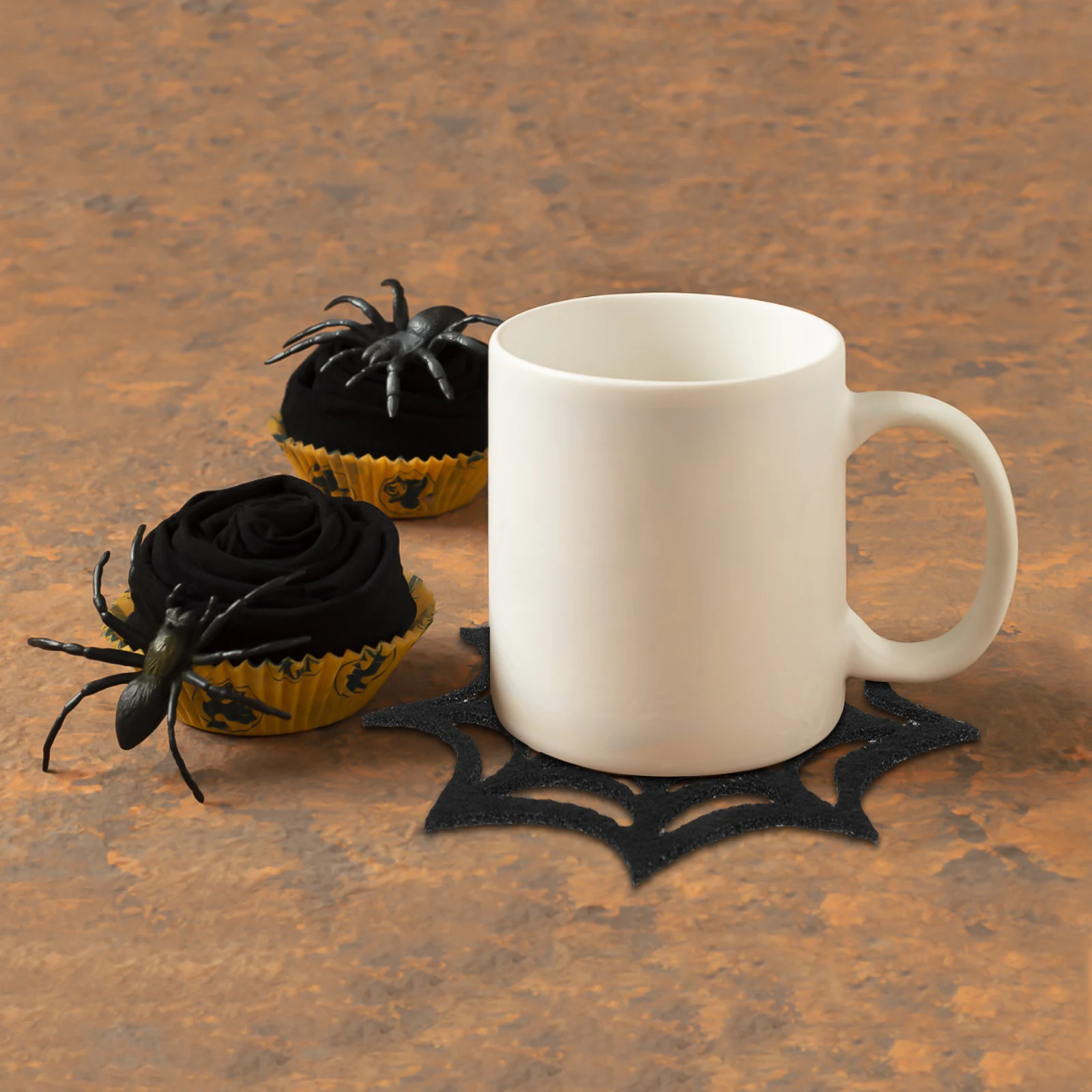 

4pcs Spider Web Pattern Coasters Halloween Placemat Heat Resistant Scratch Proof Table Mat For Cups Cutlery Decorative Tabletop