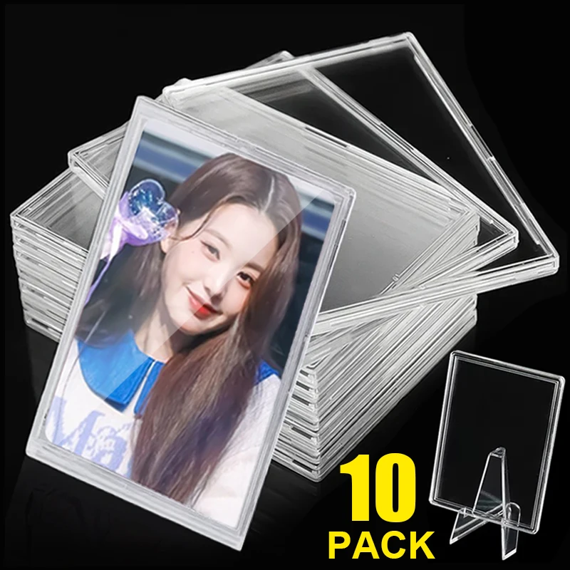 Transparent Hard Acrylic Case Clear Cards Brick Sleeves for Game Idol Photo Card Protective Case Frame DIY Display Stand Kit