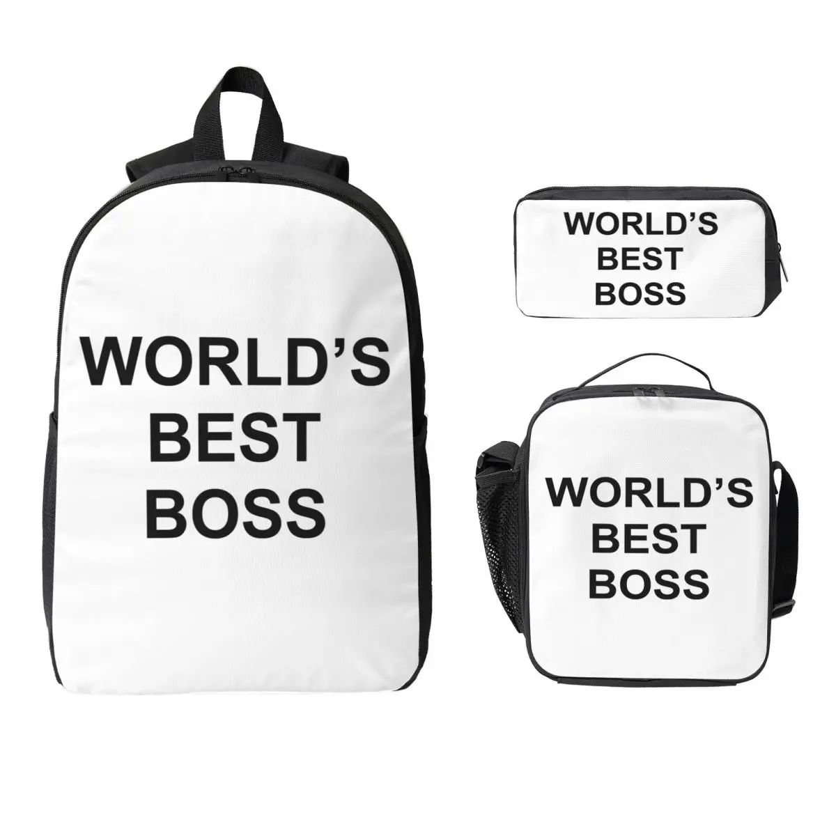 

World's Best Boss Backpack Boys Girls BookBag School Bag Laptop Shoulder Bags 3ps Insulated Lunch Bag Pencil Case