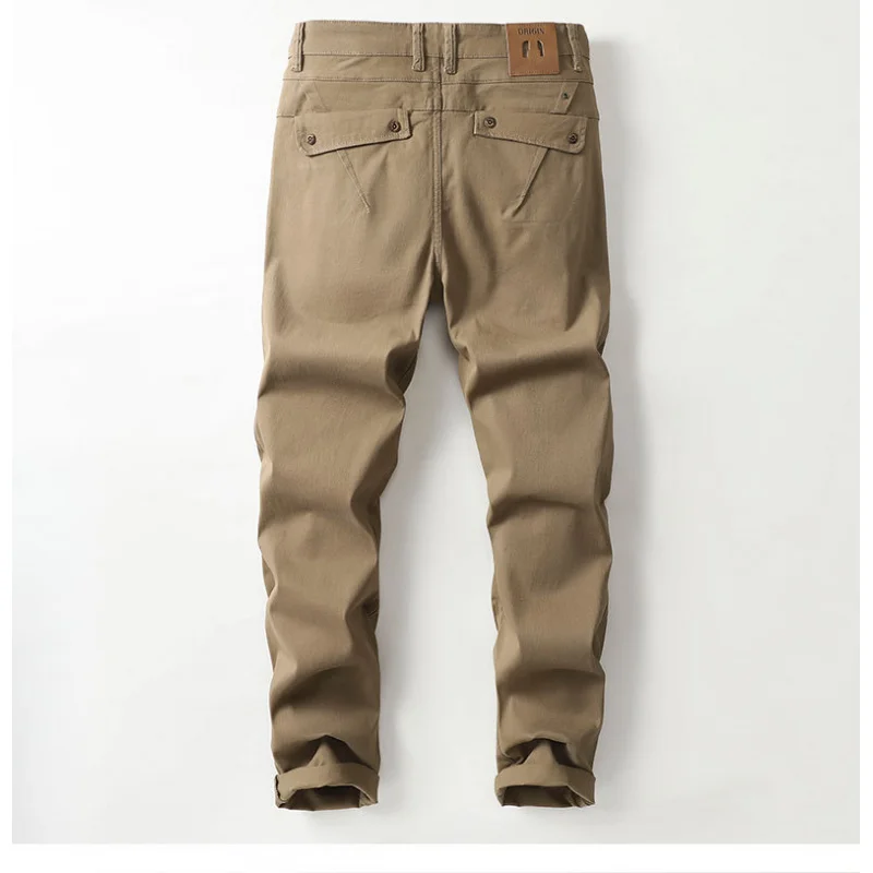 2024 Pure Cotton Casual Pants Men's Autumn Stylish Simple and Versatile Comfortable Slim Straight Business Long Pants