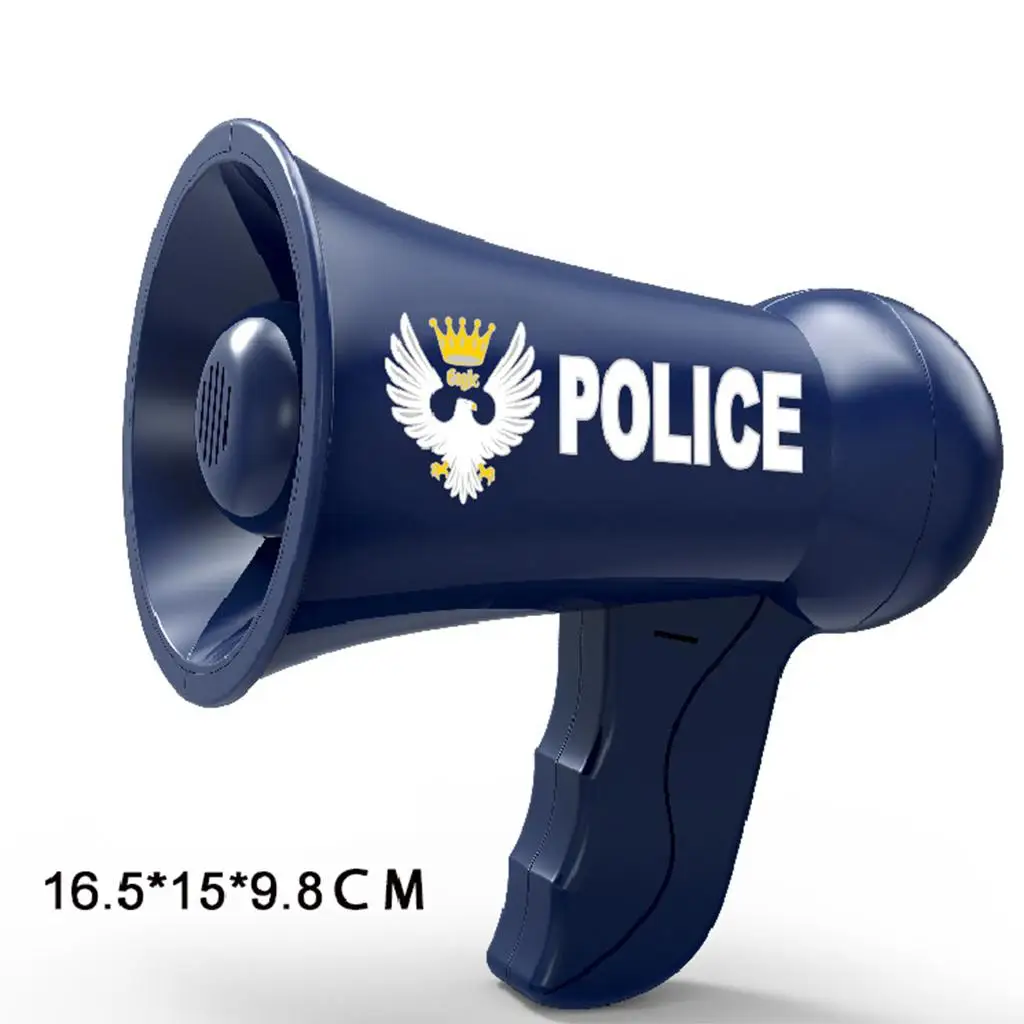 Kids Police Loudspeaker Toy Plastic Megaphone with Siren Sounds Role Play Handheld Bullhorn for Costume Party