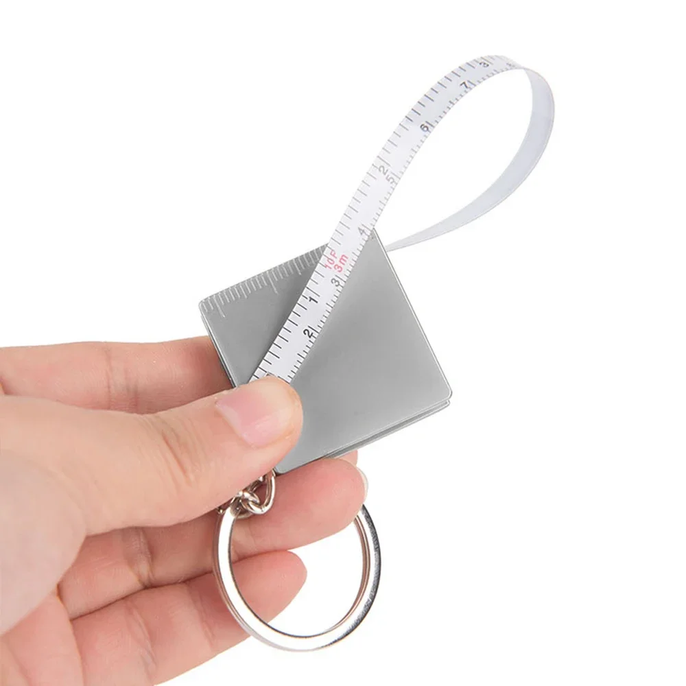 Mini Measuring Tool Stainless Steel Retractable Ruler 0-70cm Tape Measure Keychain Key Ring Gauging Tool Woodworking Pull Ruler