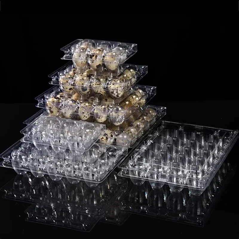 50pcs 24 Holes Quail Egg Tray Thickening Plastic Disposable Transparent Packaging Box Supermarket Collision Avoidance Gift Boxes