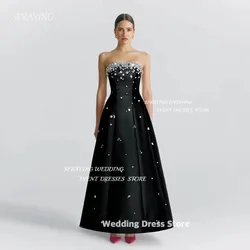 SPRAYING 2024 Luxury Dubai Black Beaded Evening Dress for Women Elegant Black Long Arabic Wedding Birthday Party Formal Gowns