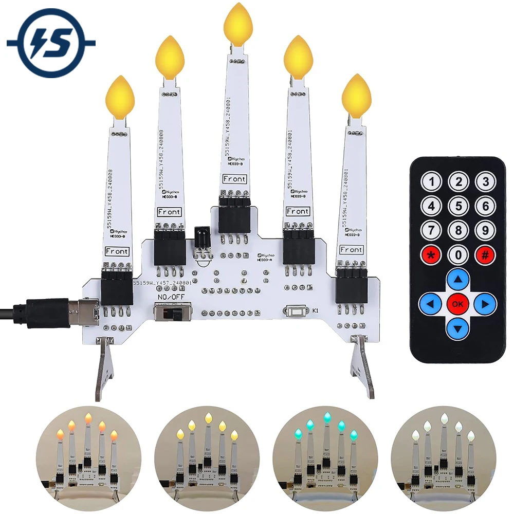 LED Candle Soldering Project Candle Light with Remote DIY Candelabra Kit 5 Removable Candles Soldering Practice Kit STEM Educate