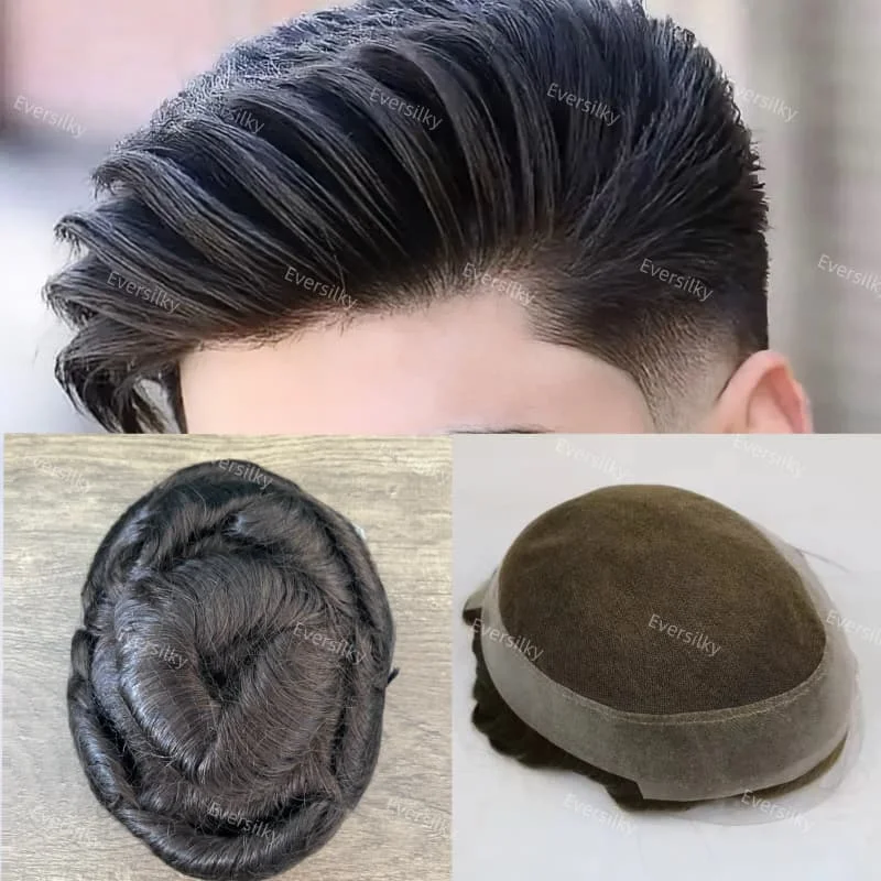 مريحة Sweatproof أستراليا الرجال الشعر المستعار السويسري الدانتيل رقيقة بولي PU الشعرية الاصطناعية شعري طبيعي ابيض عقدة الذكور الباروكات #2