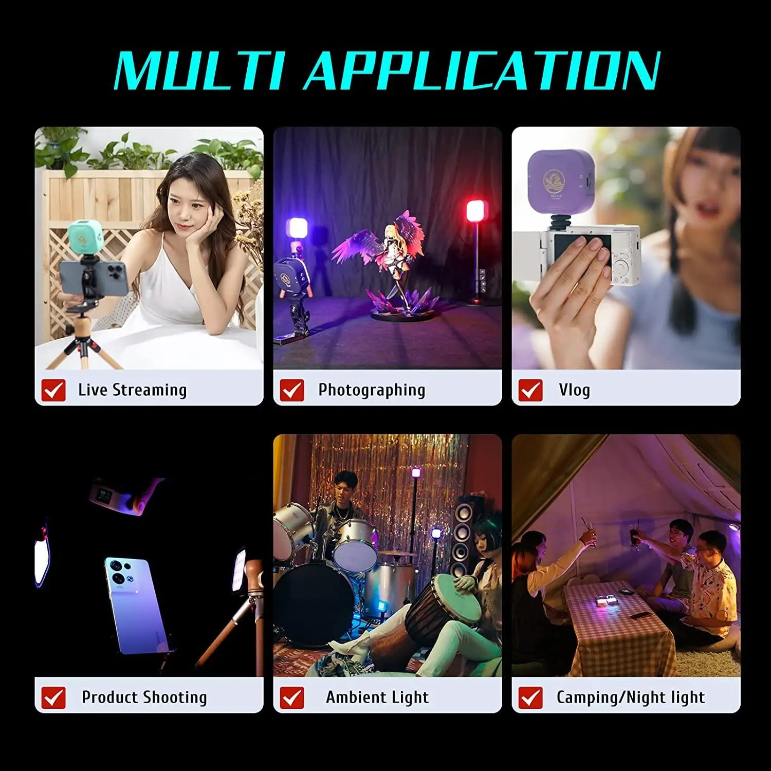 IFOOTAGE на фотокамеру, портативная умная фотокамера RGBW, умное управление приложением/18 световых эффектов/перезаряжаемая/магнитная