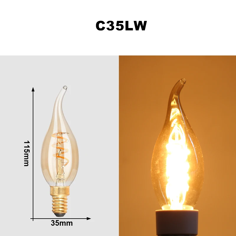 E27 LED Gloeilamp 220 V 4 W A60 ST64 T45 T185 G80 G95 G125 Retro Vintage ampullen LED Edison Lamp Spiraal Lamp Voor Thuis