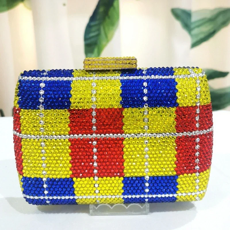 

Blue/Yellow/Red/White 4 Colors Diamond Evening Clutch Bag Wedding Purse Best Gift Women’s Shoulder Party Purses And Handbags