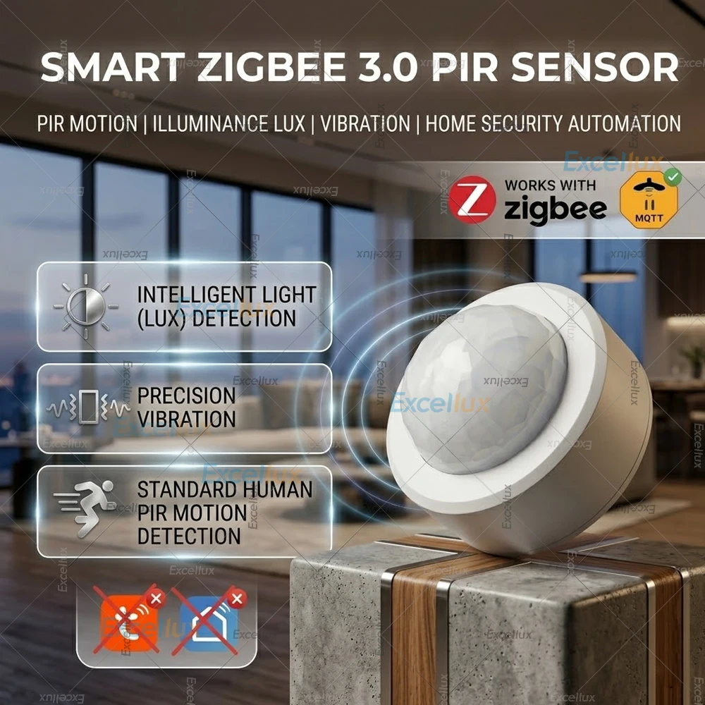 Zigbee 3.0 Motion Sensor PIR Human Body Detector Light Lux Vibration Detection Security Burglar Alarm Sensor Support Zigbee2MQTT