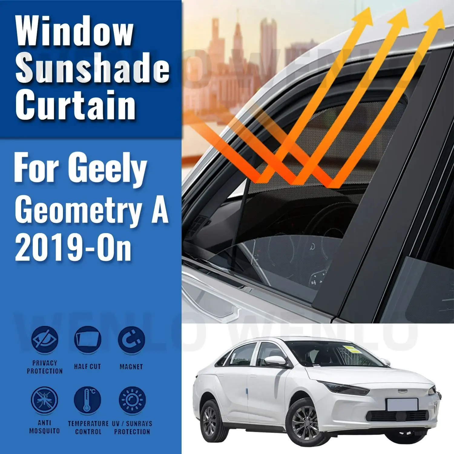 

For Geely Geometry A 2019-2024 Car Sun Visor Accessories Window Windshield Cover Sunshade Curtain Mesh Shade Blind Custom