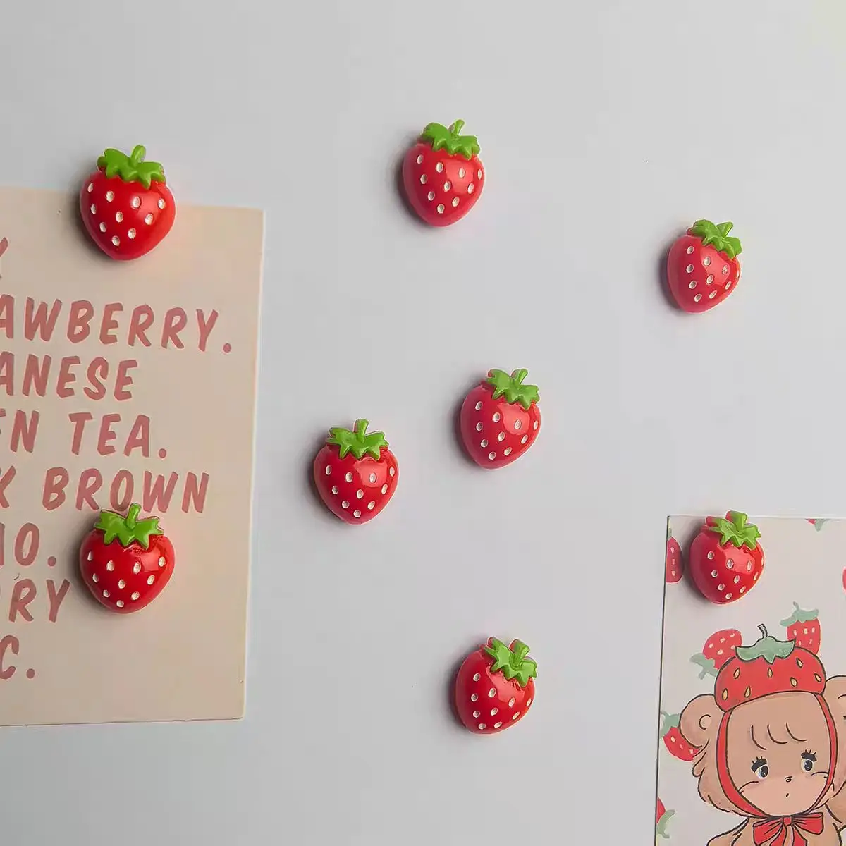 Strawberry Magnet Fridge Magnets Cartoon Creative Cute Message Board White Board Post-it Notes Post-it Notes Decorative Magnet