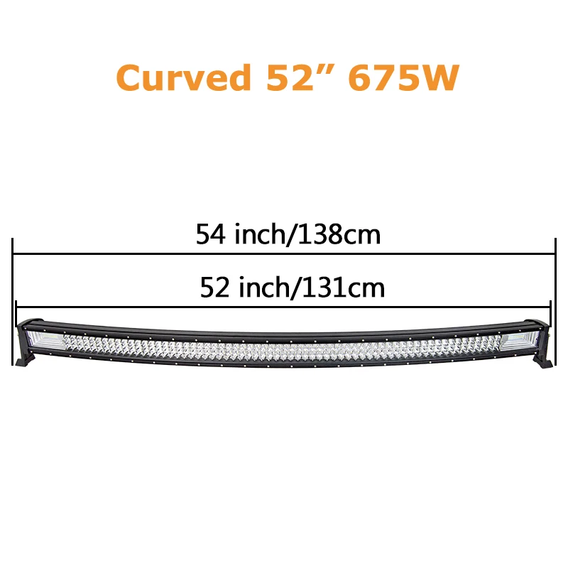 22 "32" 42 "52" 270W 405W 540W 675W Gebogen Led Light Bar offroad Led Bar Combo Beam 9V 30V Voor 4X4 4WD Suv Atv Boot Truck Auto