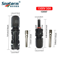 1pais/Lot 1500VDC 50A high voltage solar connector waterproof IP67 male and female solar pv connectors for 10mm2 8AWG solar wire