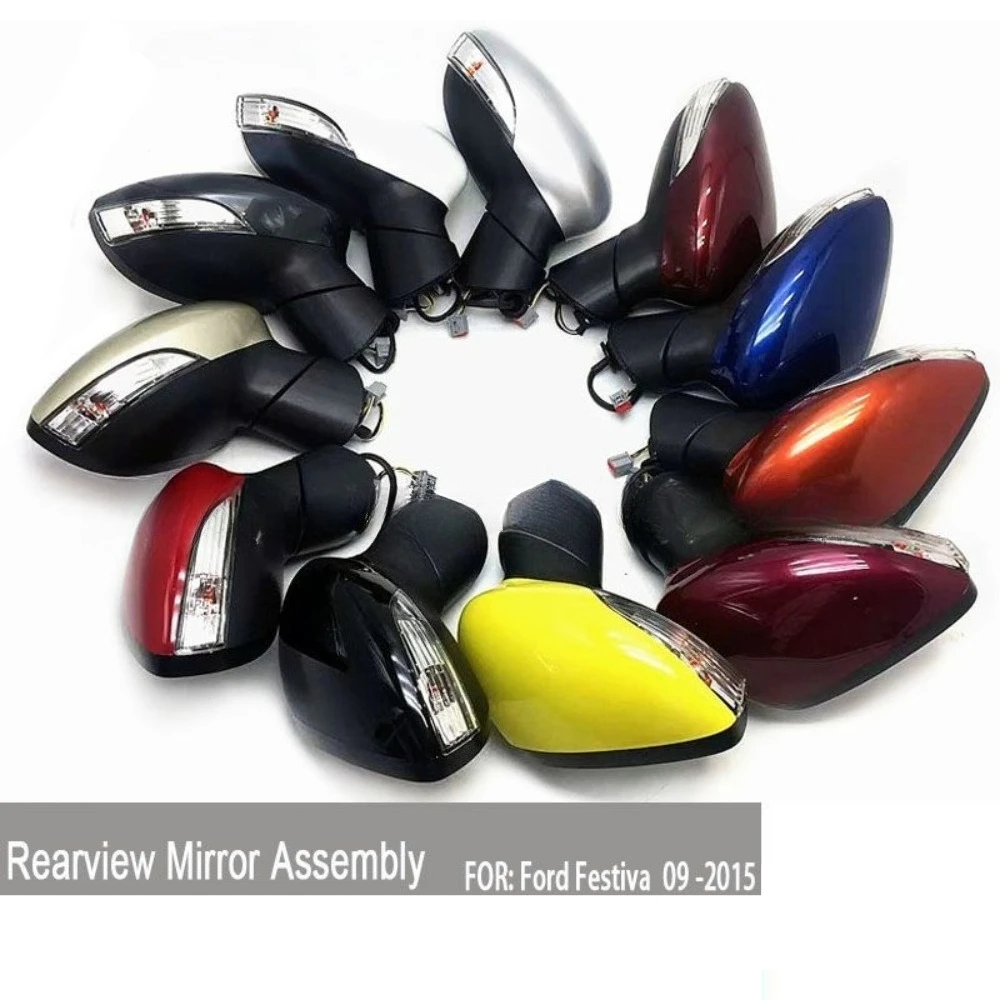 Car Rearview Mirror Assembly For Ford Fiesta 2009 2010 2011 2012 2013-2016 Auto Accessories Electric adjustment LED Turn signal
