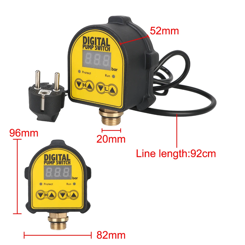 Pressure Controller Switch 0-10 Bar 1/2\'\' interface For Water Pump On/OFF 220V Digital Automatic Air Pump Water Oil Compressor