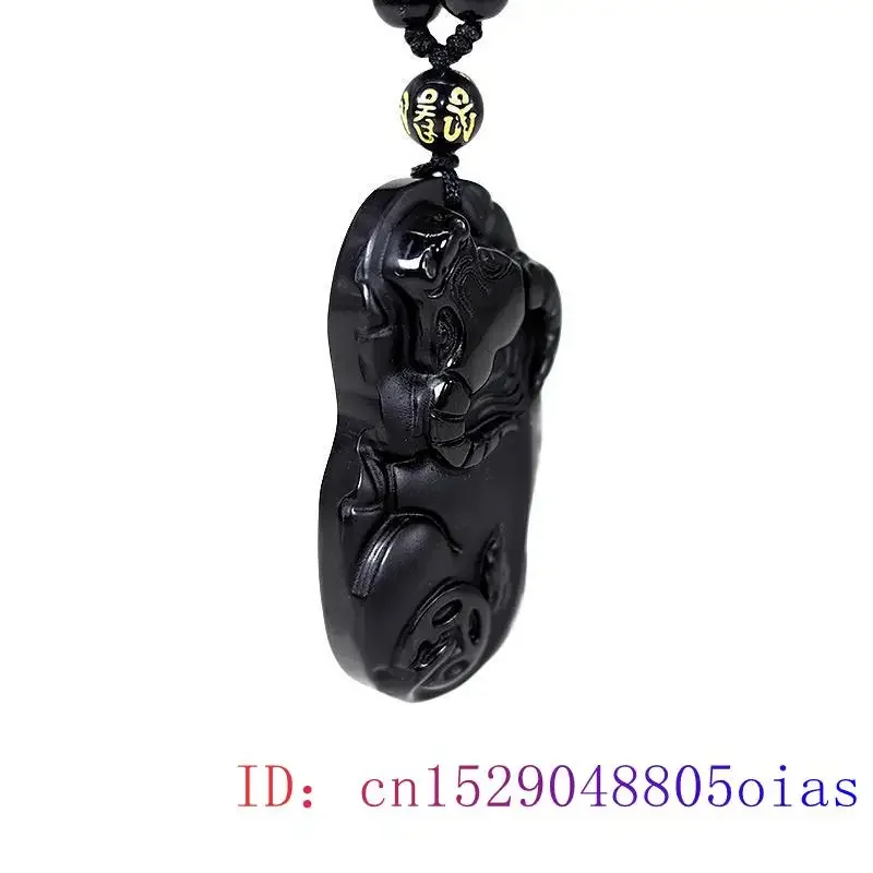 Obsidian Büffel Anhänger geschnitzte Halsketten Halskette Edelsteine Schmuck Charms Geschenke für Frauen Stein Edelstein Natur schwarz