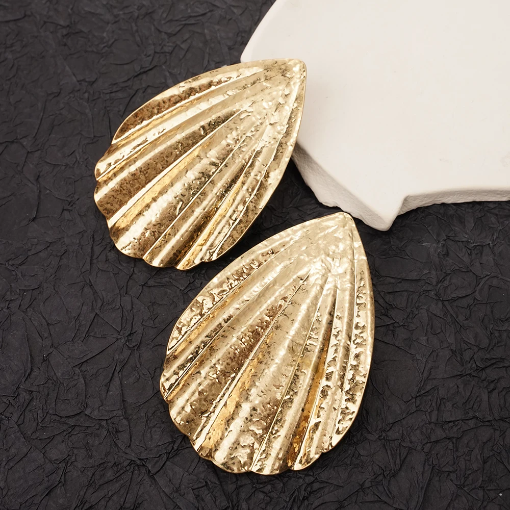 Orecchini a bottone sottili a forma di ventaglio in acciaio inossidabile Gioielli geometrici esagerati per l'uso quotidiano o regali per le donne