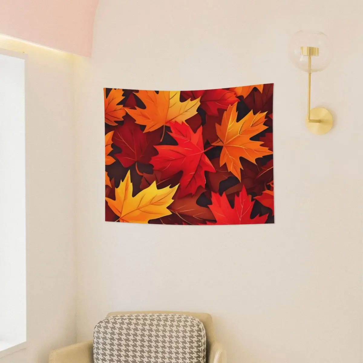Maple Fallen Leaves Tapestry Wall Hanging Hippie Polyester Wall Tapestry Autumn Leaf Art Wall Blanket Wall Decor Yoga Mat