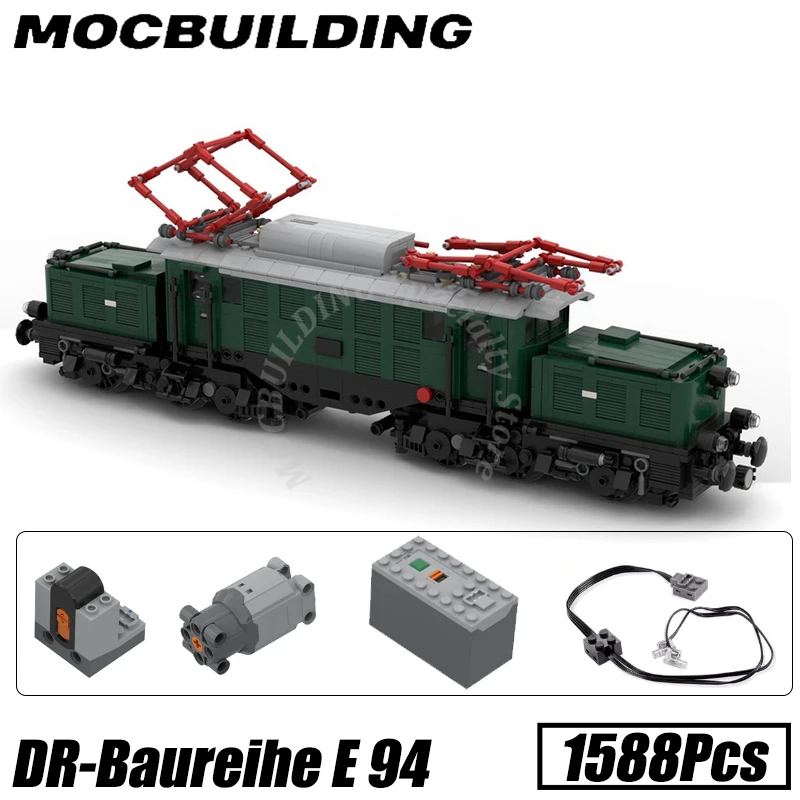 HSB Steam Engine Motorized Locomotive Train Display Model DR-Baureihe E 94 MOC Building Blocks Bricks Construction Toys Gifts