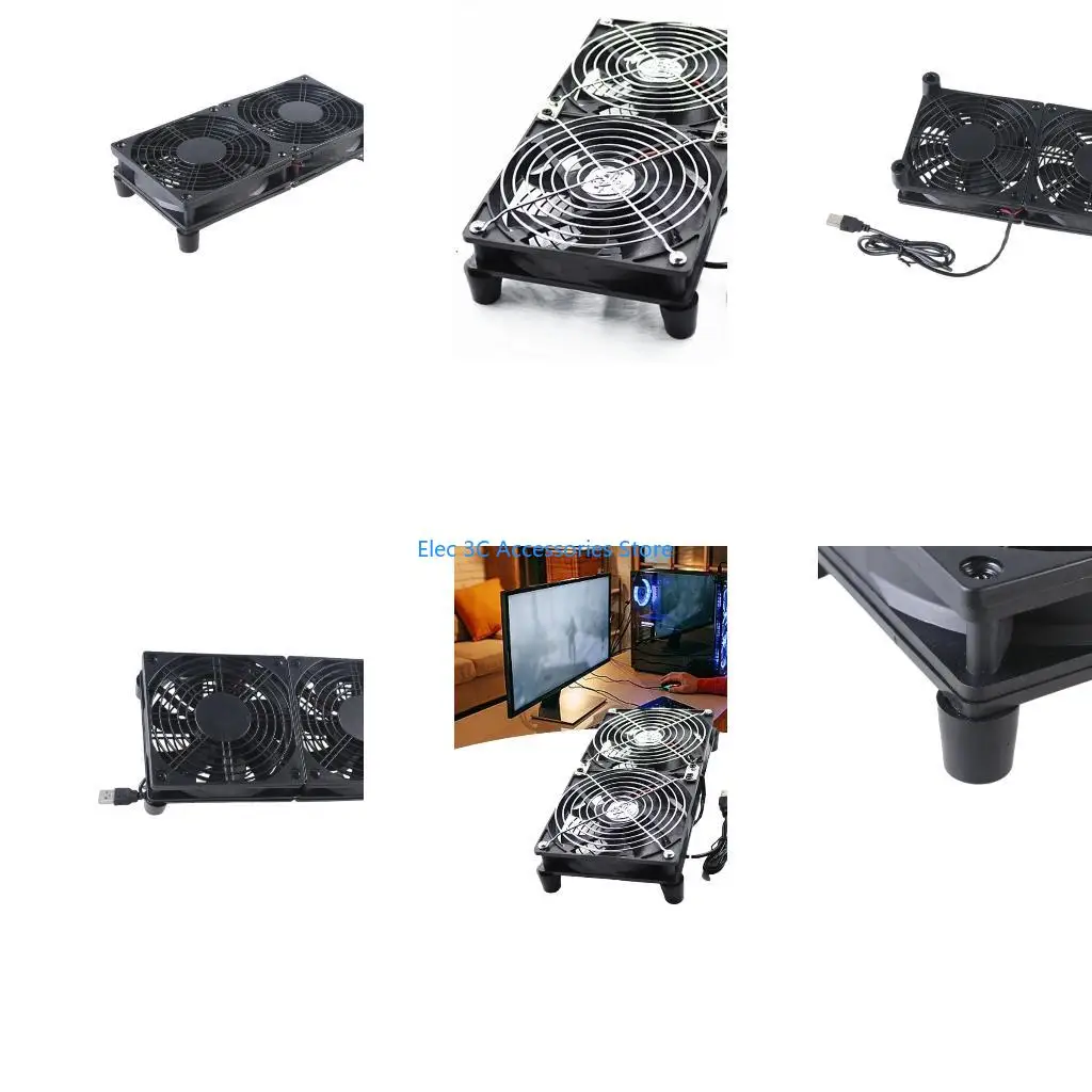 Y51A – routeur alimenté par USB, 120mm, 5V, Double ventilateur, contrôleur vitesse, ventilateur refroidissement du flux