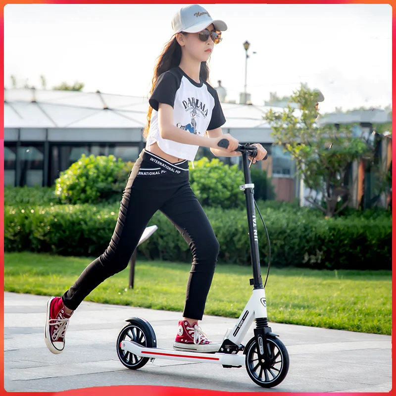 

Детский самокат, складной велосипед, большие детские раздвижные колеса, двухколесный самокат для взрослых 5-15 лет Регулируемая высота