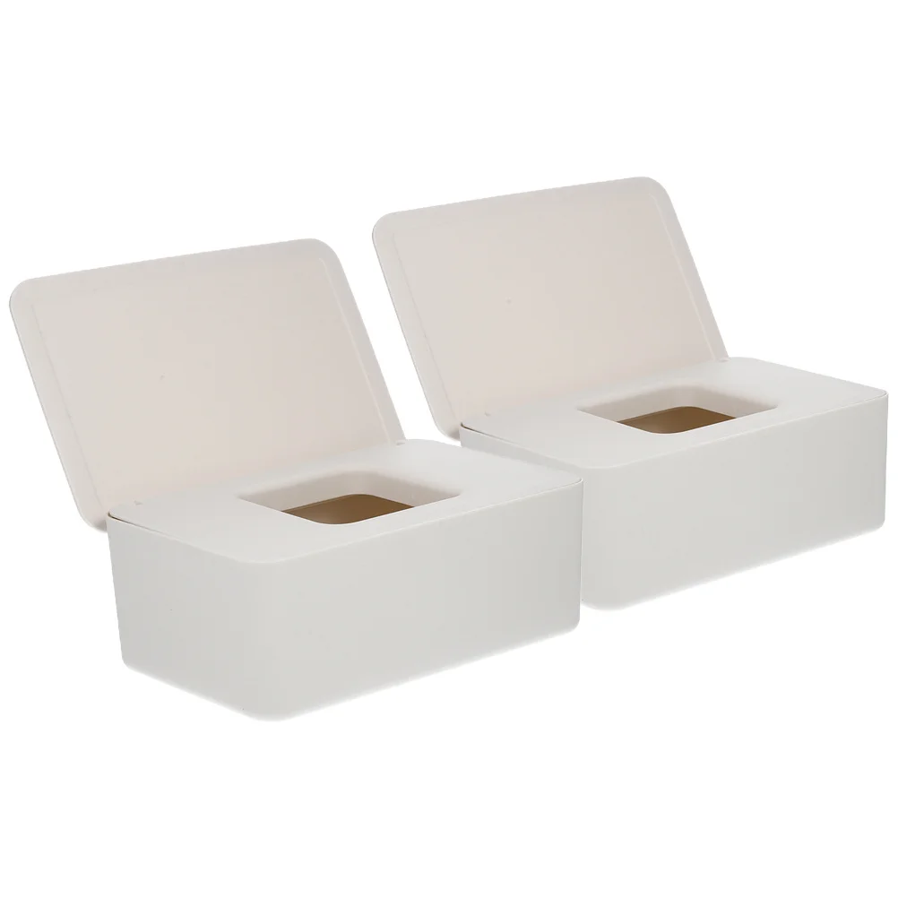 

2Pcs Wipes Dispenser Tissue Box Holder Refillable Wipe Container PP Practical Design Home Office Automotive Use