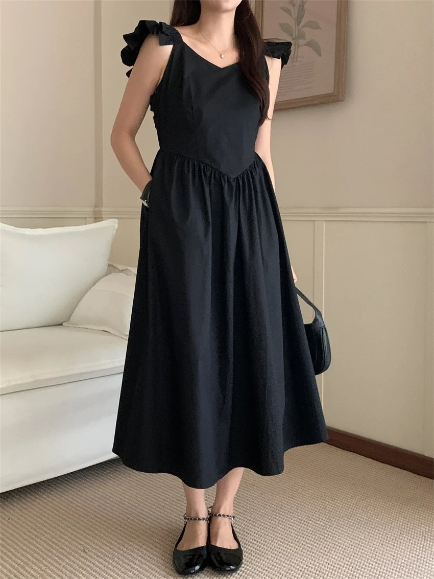 

Alien Kitty Black Vintage Slim Long Dress Women Chic Elegant Backless Camping Daily Summer 2023 Office Lady High Street Vestidos