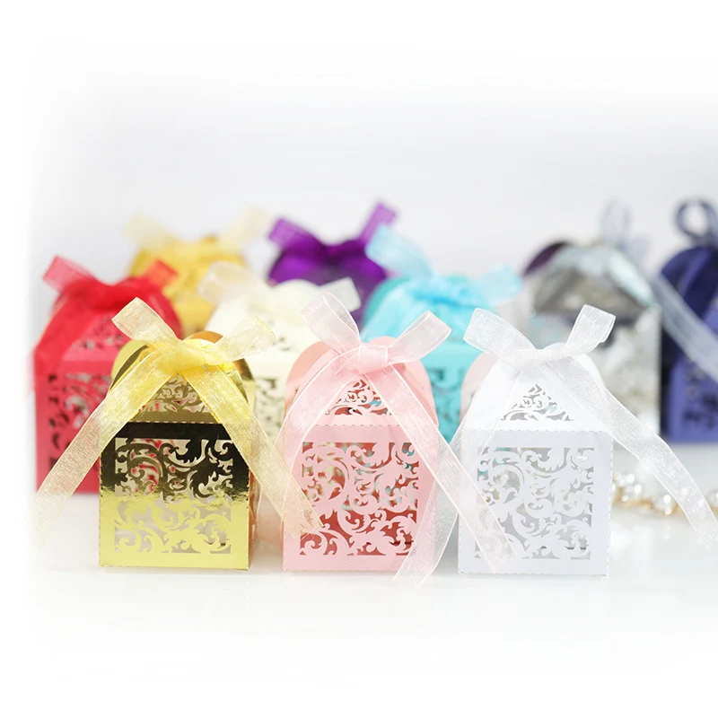 20/50Pcs Flower Vine Candy Boxes Wedding Favor Gift Packaging Box Sweet Bag With Ribbon Valentine\'s Day Birthday Party Supplies