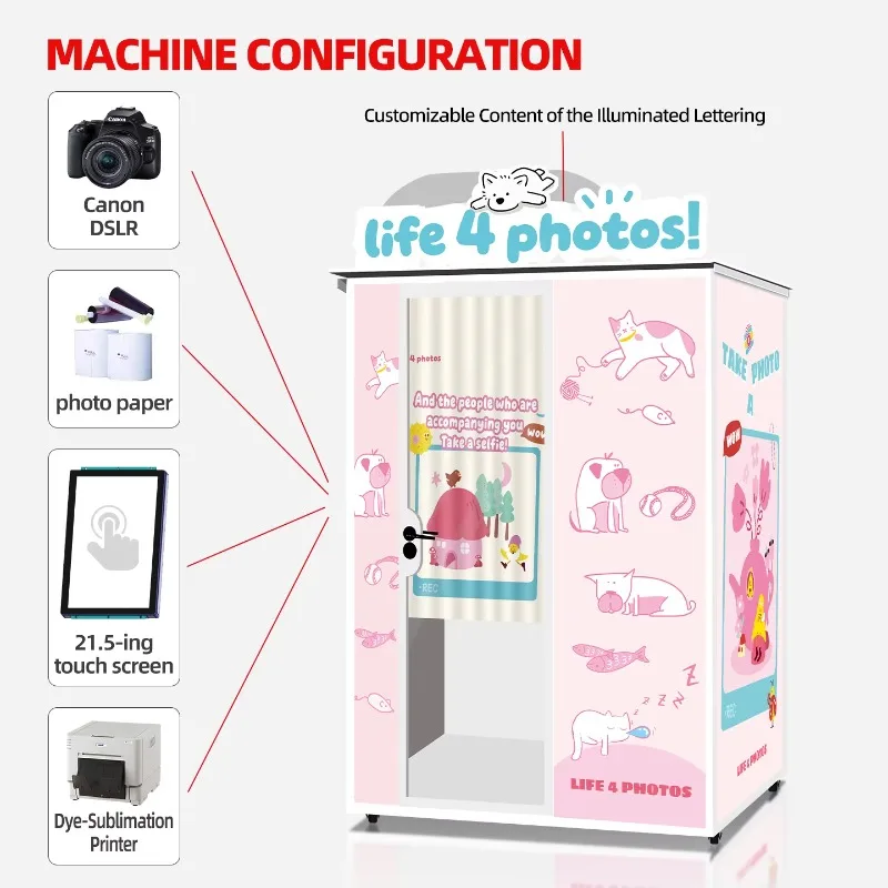customized passport selfie vending kiosk coin operated digital shell print software for agency rental business buyers