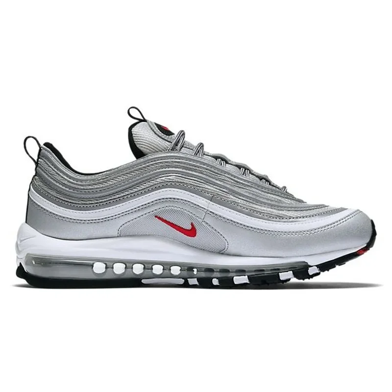 Nike Air Max 97 Silver Bullet Cushioning Original Wear-resistant Running Shoes Low Top for Men/women 884421-001