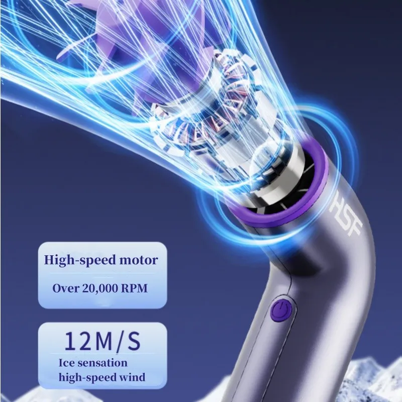 2025 New Handheld Arc Cooling Fan 199 Speed High Speed Fan Portable LED Display USB Charging Handheld Fan for Travel