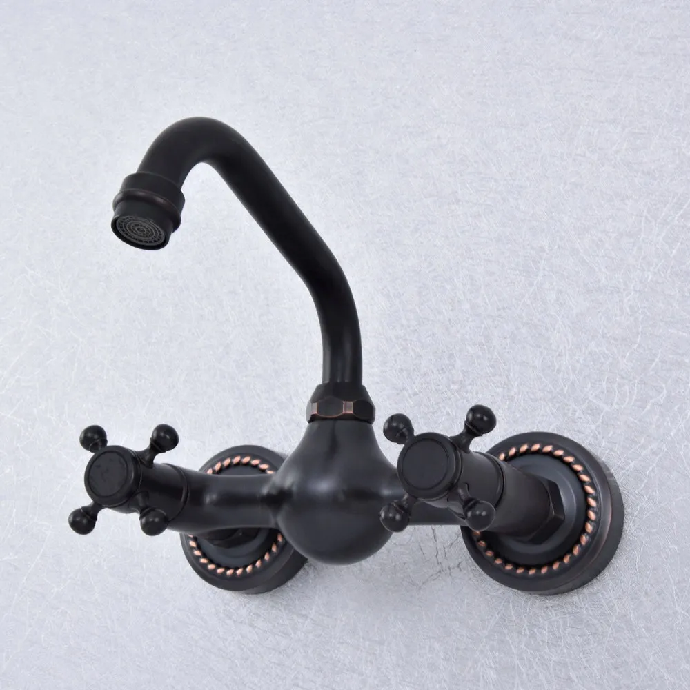 

Black Oil Rubbed Bronze Wall Mounted Kitchen Wet Bar Bathroom Vessel Sink Faucet Swivel Spout Mixer Tap msf726