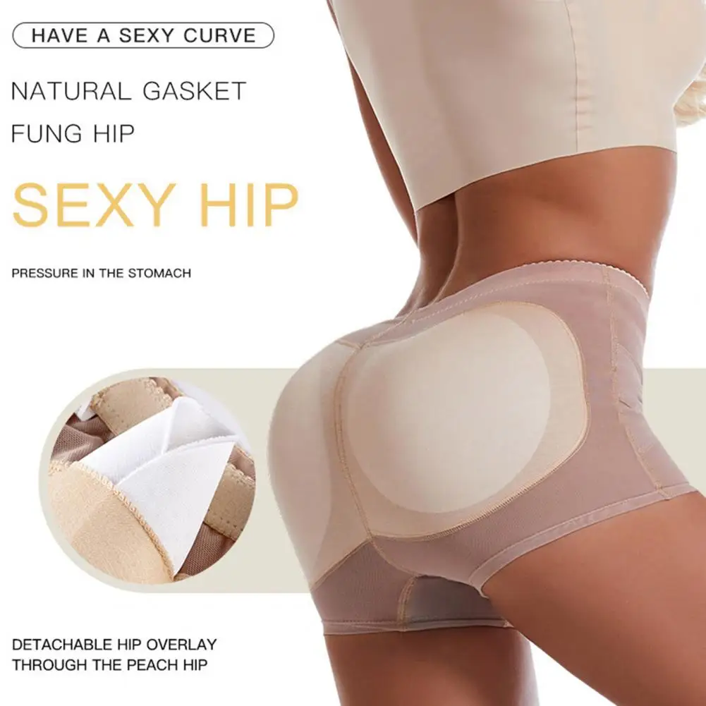 Breathable Underwear Enhancing Women's Figure Tummy Control Underwear with Sponge Pad Butt Lifter Fake Ass Butt Shaper Brief