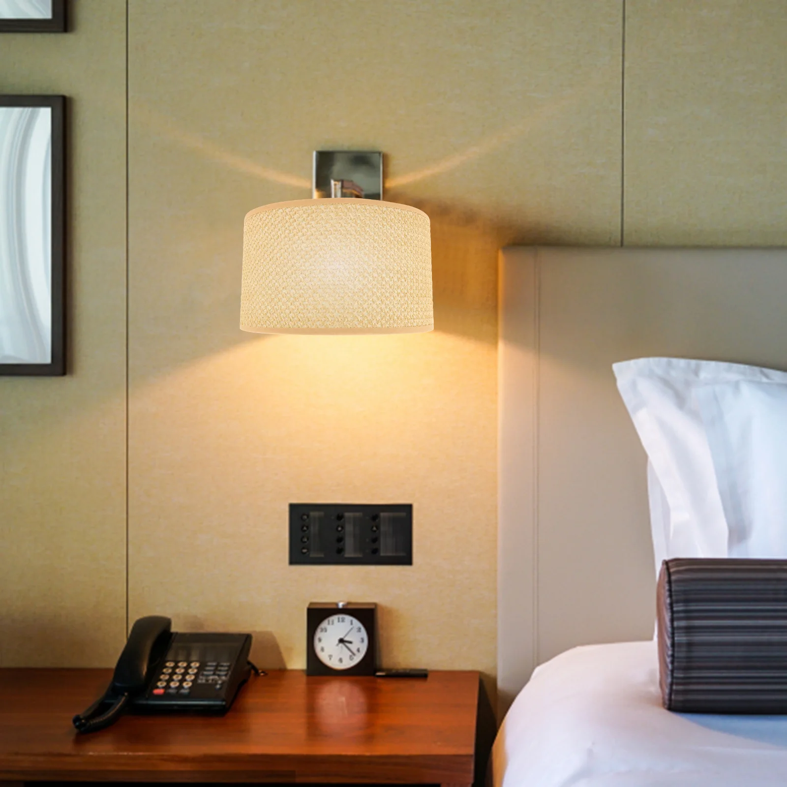 

Hexagonal Woven Lamp Shade Rustic Fabric Cover Decorative Light Diffuser for Table Floor Desk Lamp Accessory Home Decoration