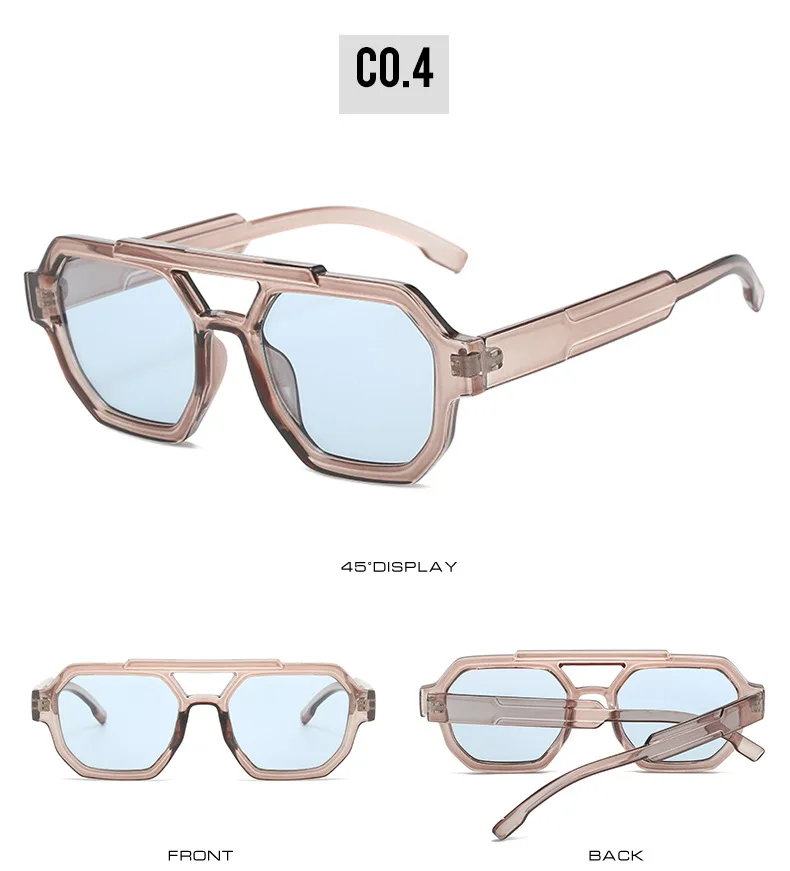 Mode Pilot Übergroße Sonnenbrille Für Frauen Neue Doppel Brücken Sonnenbrille Weibliche Retro Quadrat Leopard Lila Brillen Trendy – Detail 13