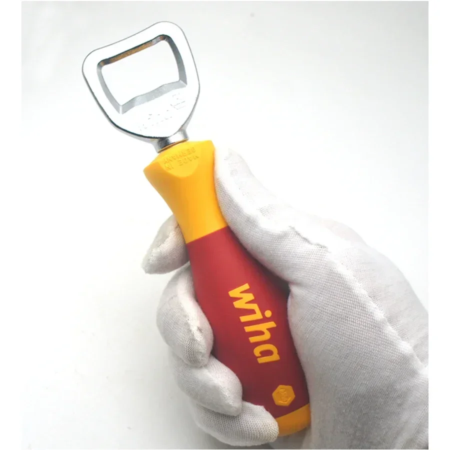WIHA SoftFinish Multifunction Bottle Opener with Screwdriver Handle for Bottle Cap & Kitchen Stainless Steel Bottle Opener 04703