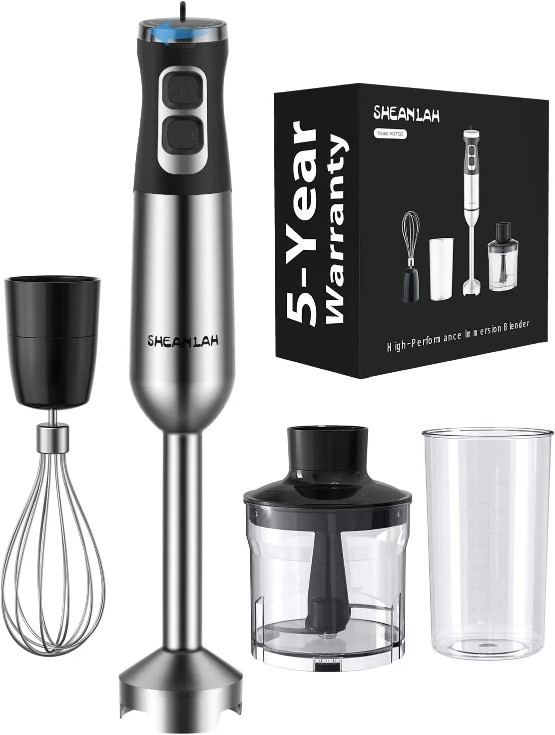 

1000W Powerful Immersion Blender Handheld, 2025 New Update Hand Blender With 25-Speed And Heavy-Duty Copper Motor, 4 In 1 Hand