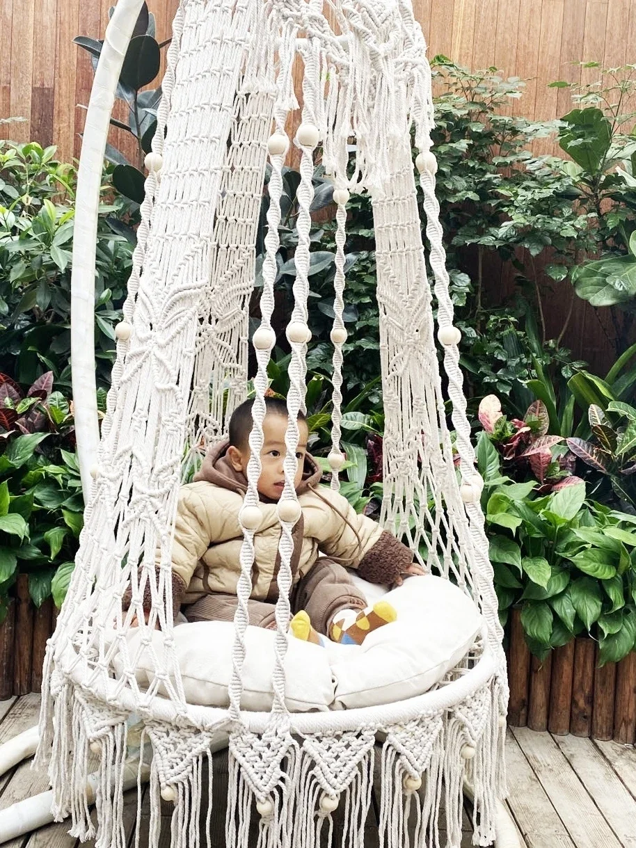 Silla de cesta colgante tejida con cuerda hecha a mano, columpio interior, patio al aire libre, cuna perezosa, hamaca de celebridades de internet