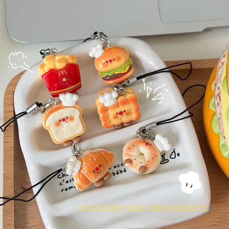 Chaveiro de Resina com Design de Chapéu de Chef e Torrada, Presente Criativo para Melhor Amigo, Acessório de Bolsa Festivo, Macio e Adorável