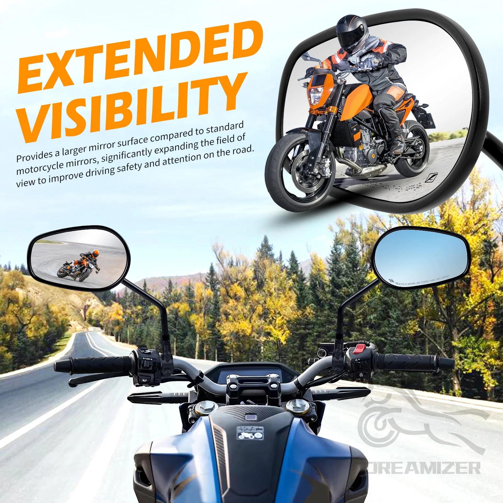 8 mm/10 mm schwarzer Motorrad-Rückspiegel für Indian Scout Bobber Sixty, ovale ABS-Rückspiegel