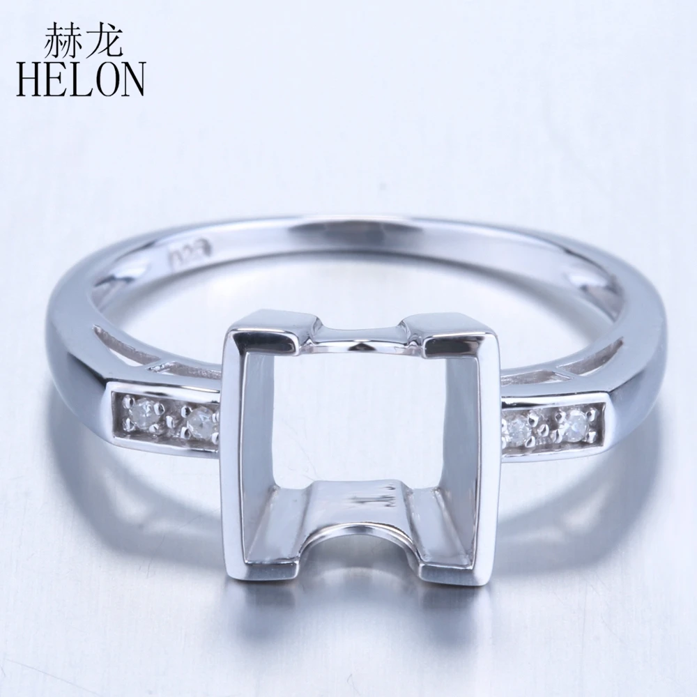 

HELON 7x7mm Princess Cut Solid 14k 10k White Gold Natural Diamond Vintage Fine Jewelry Semi Mount Engagement Wedding Ring