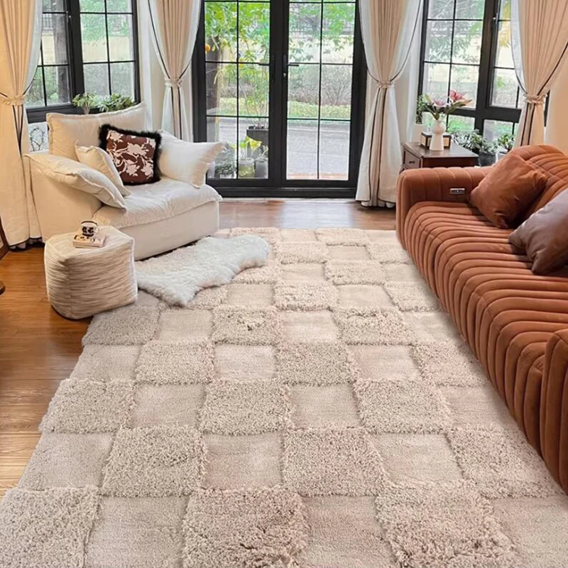Modern Solid Color Plush Living Room Carpet 3D Handmade Home Cloakroom Rug Home Thick Bedroom Center Rug Decoration Bedside Mat