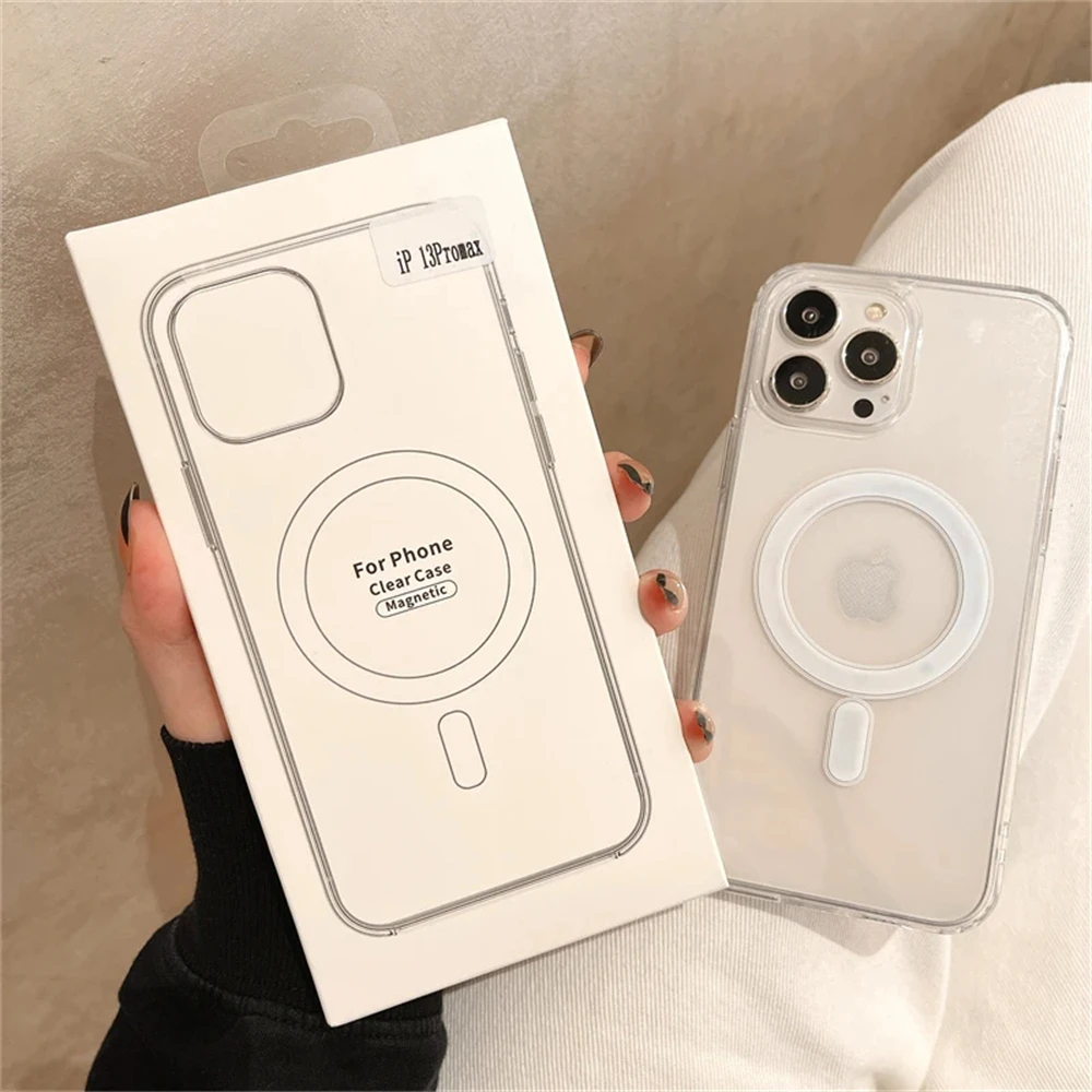 2024 NEW Original For Magsafe Magnetic Wireless Charging Case For iPhone 15 14 13 12 11 Pro Max Mini X XR XS HD Clear Hard Cover